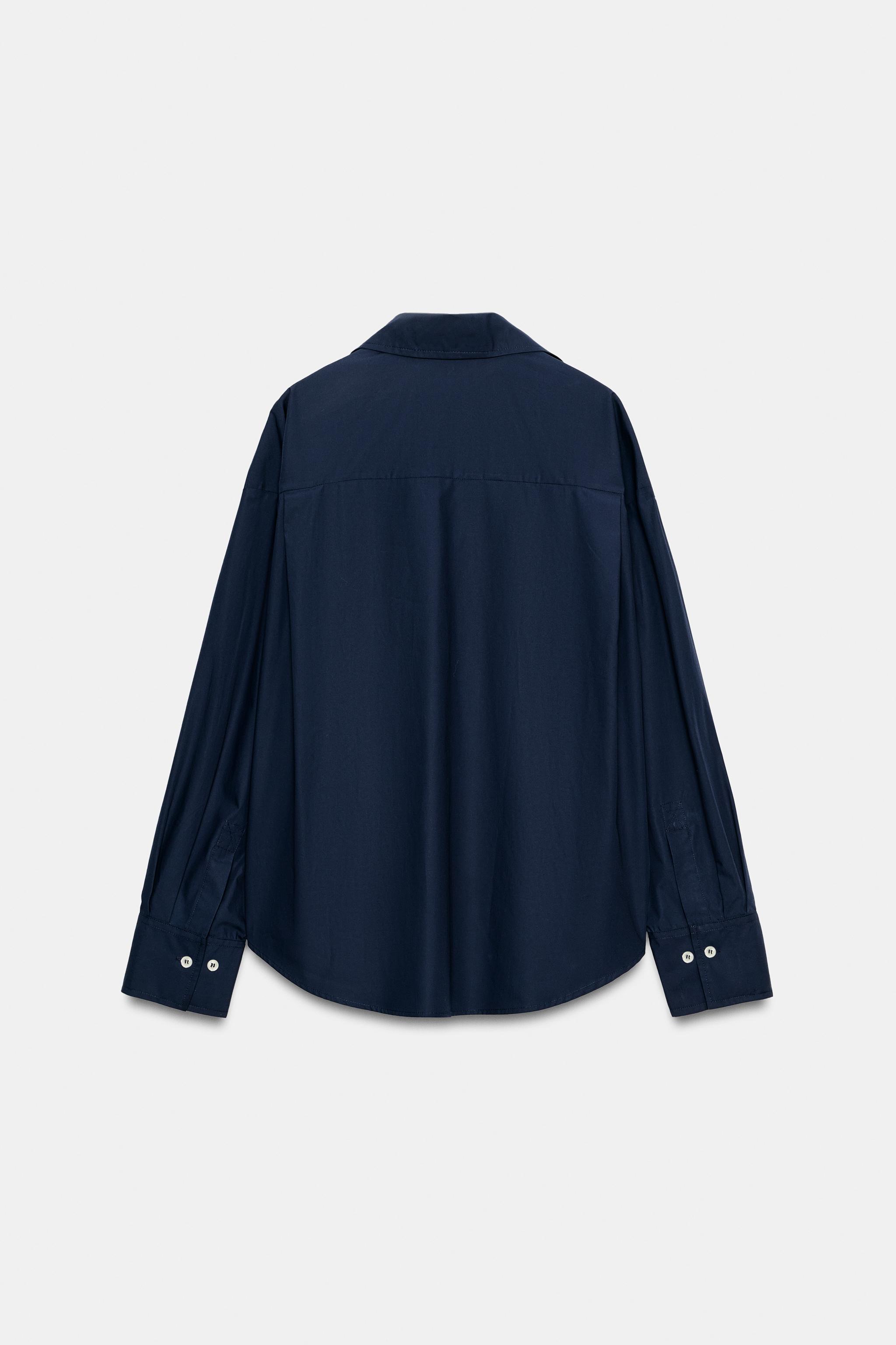 BASIC POPLIN SHIRT — Navy blue