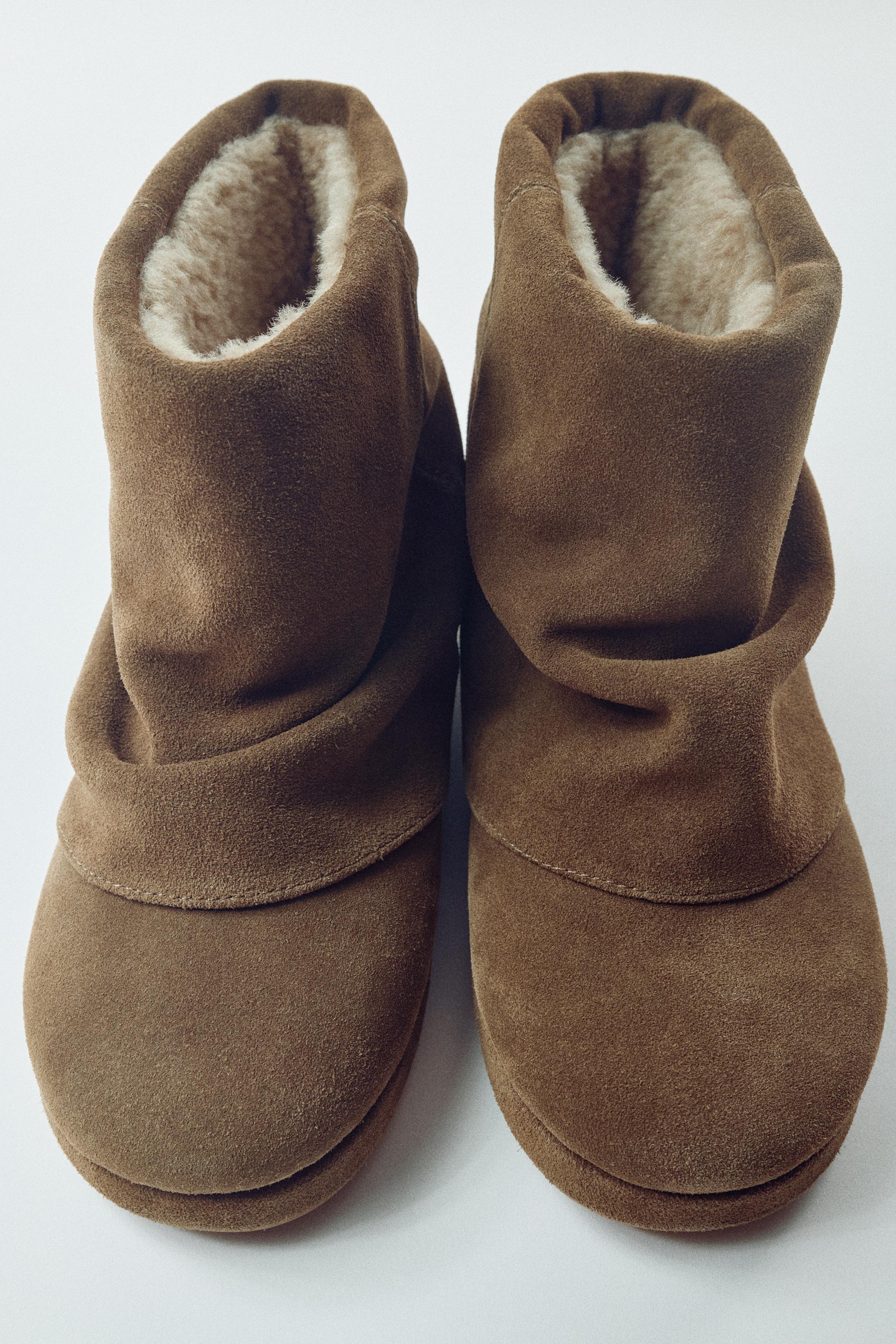 Leather Ankle Boots With Gaiter Detail by Zara