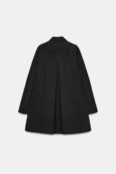Zara POPLIN SHIRT DRESS ZW COLLECTION - Black