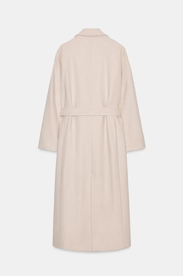 LONG WOOL COAT WITH BELT - Beige by Zara - Image 7
