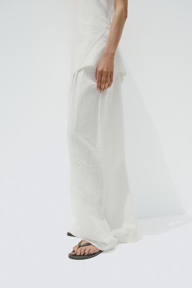 EMBROIDERED TROUSERS - Oyster-white by Zara - Image 2
