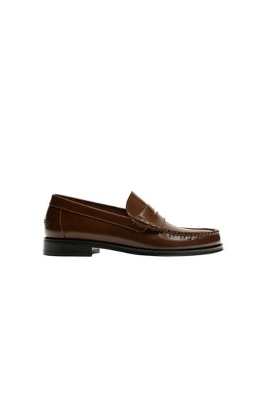 MOCASIN PIEL ANTIFAZ - Marrón Coñac de Zara