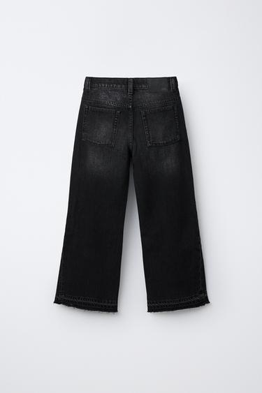 FLARE JEANS WITH FRAYED HEM - Black by Zara - Image 1
