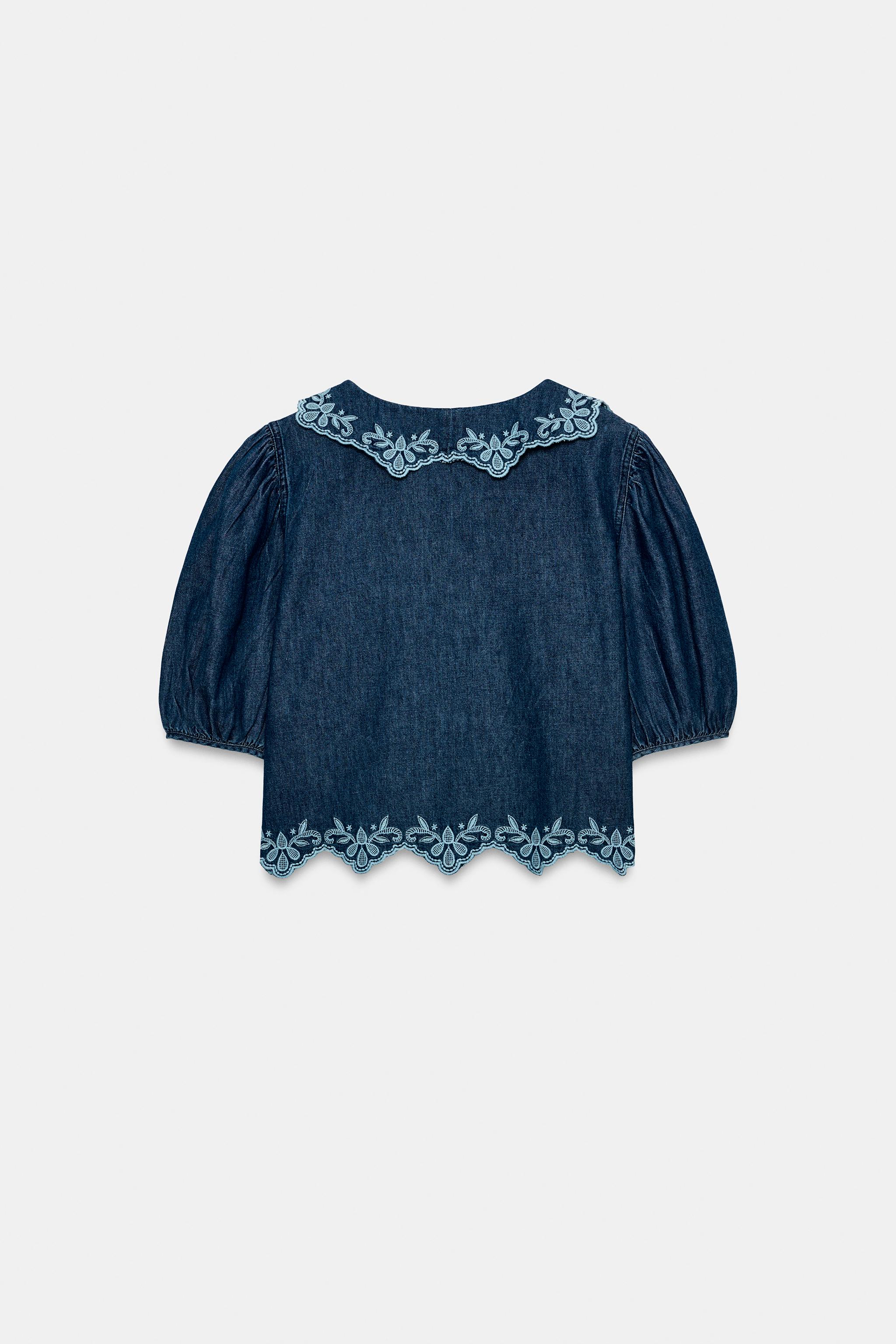Z1975 刺繍入りデニムシャツ - インディゴブルー | ZARA Japan / 日本