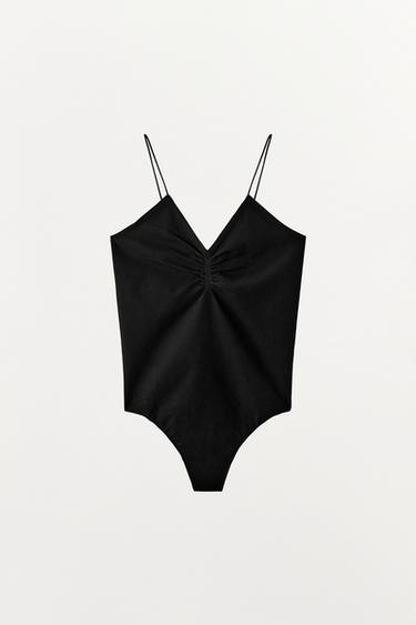 BODY COLLANT À BRETELLES - Noir de Zara - Image 3