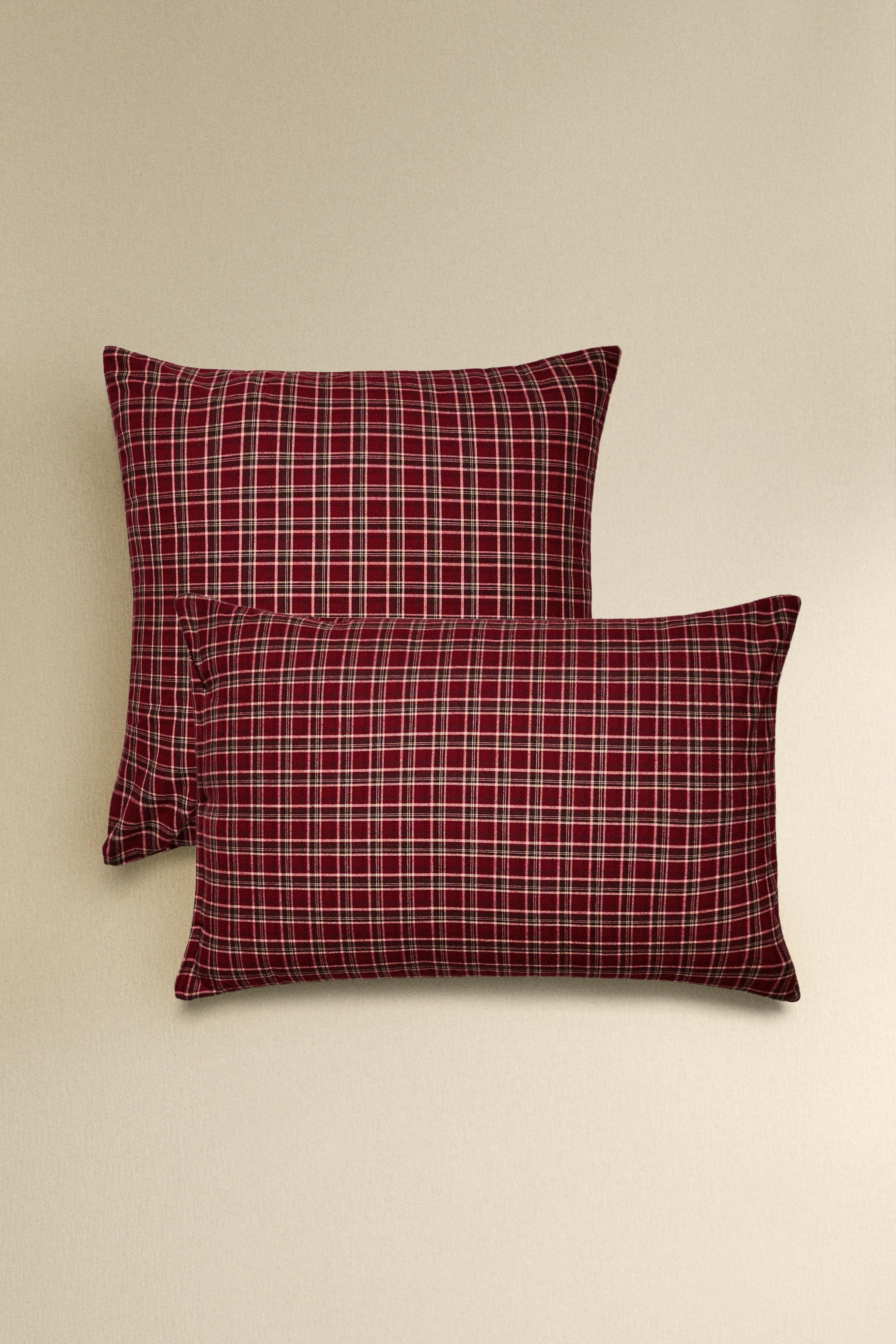 RED CHECK CHRISTMAS FLANNEL PILLOWCASE