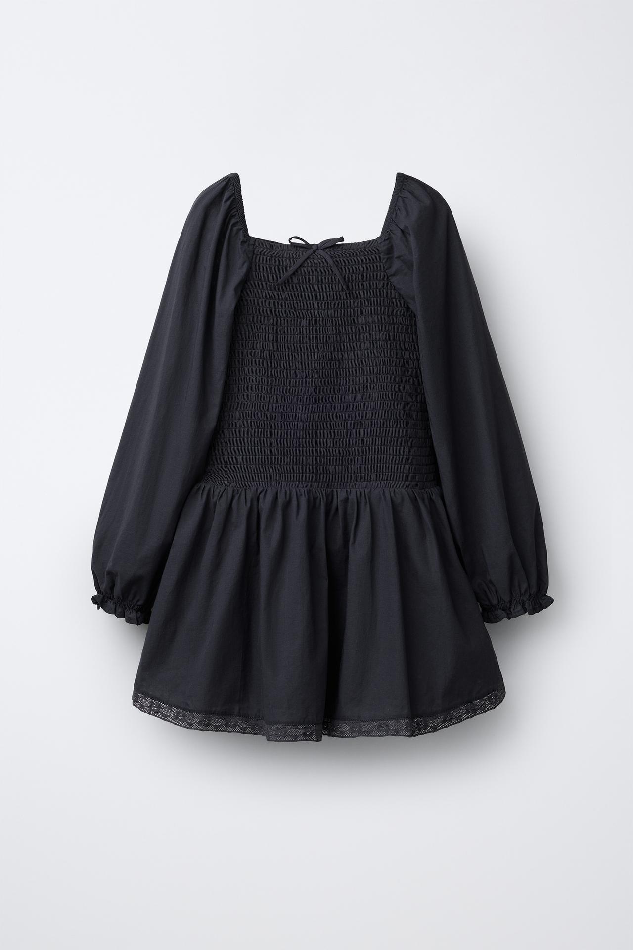 LACE TRIM DRESS — Anthracite grey