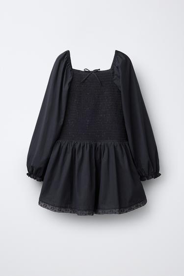 LACE TRIM DRESS — Anthracite grey 1