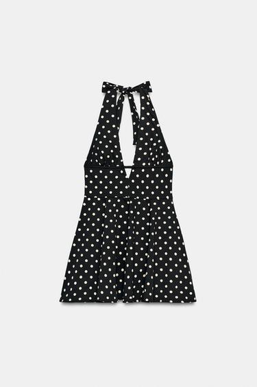 ROBE HALTEUR JUPE CAPE À POIS - Noir / Blanc de Zara - Image 4