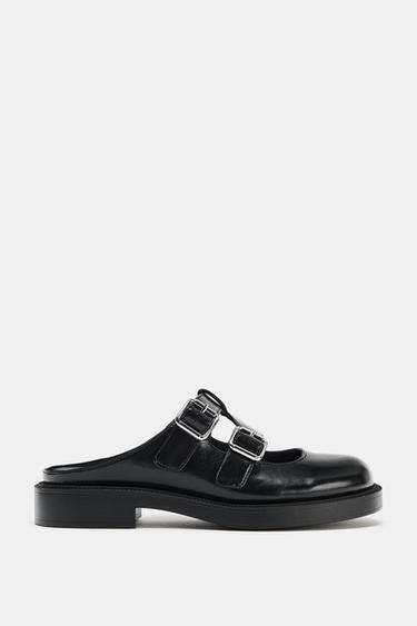 バックル付きスリングバックシューズブラックZaraのバックル付きスリングバックシューズ - ブラック 