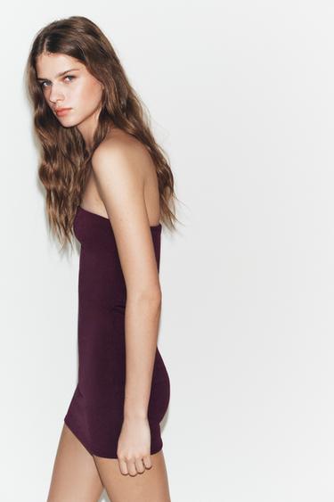 ROBE STRETCH BUSTIER - Aubergine foncé de Zara - Image 2