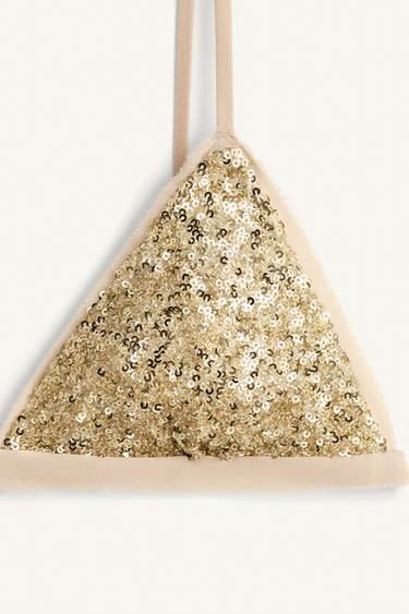 LIMITED EDITION SEQUINNED BRA - Gold by Zara - Image 3