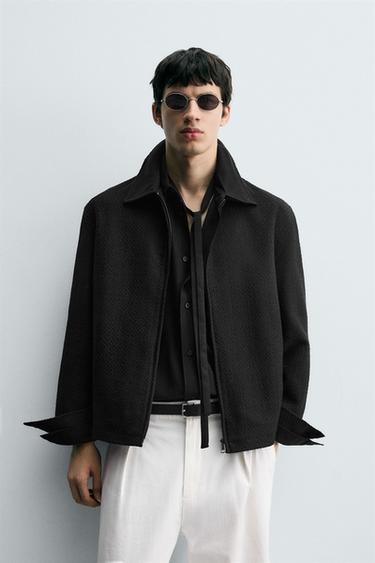 ZIP-UP TEXTURED OVERSHIRT - Black by Zara