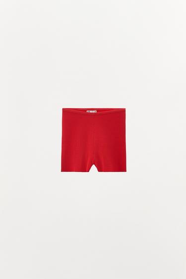 SHORT EN MAILLE CÔTELÉE - Rouge de Zara - Image 2