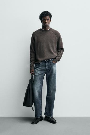 STRUCTURED WOOL JUMPER - Brown marl by Zara