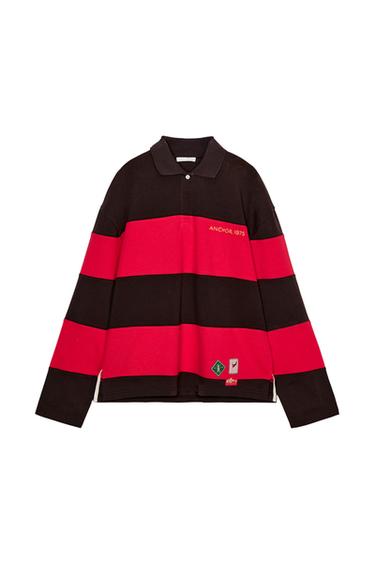 STRIPED PATCH POLO SHIRT - Brown by Zara