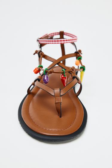 STRAPPY CHARM SANDALS - Brown by Zara - Image 4