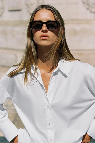 Zara 基本款府綢襯衫 - 白色