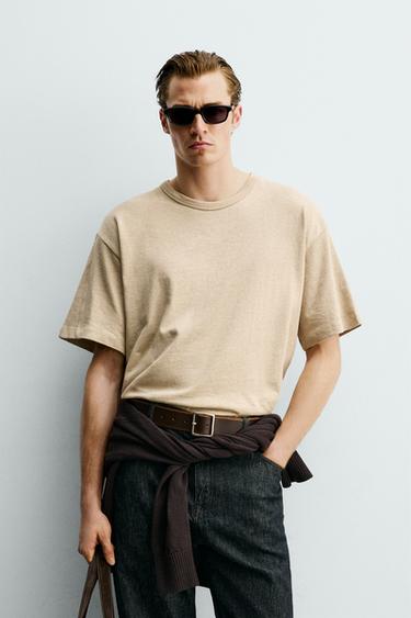 Zara 寬鬆版紋理T恤 - 斑紋貂色