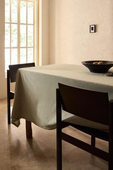 DYED THREAD GRID TABLECLOTH - Grey green by Zara - Image 4