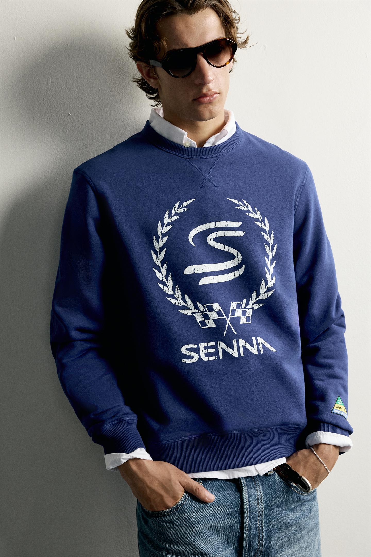 Мужская толстовка Zara Ayrton Senna © Senna Brands Graphic, цвет: Голубоватый — фото 7