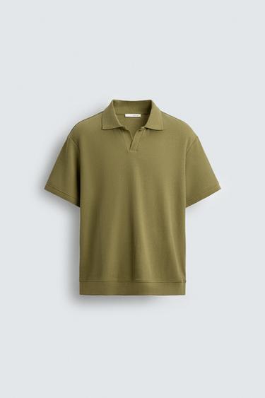 Zara VERTICAL TEXTURED POLO - Sea green