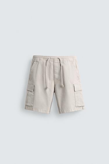 BERMUDA CARGO RELAXED FIT LAVADO - Hielo de Zara