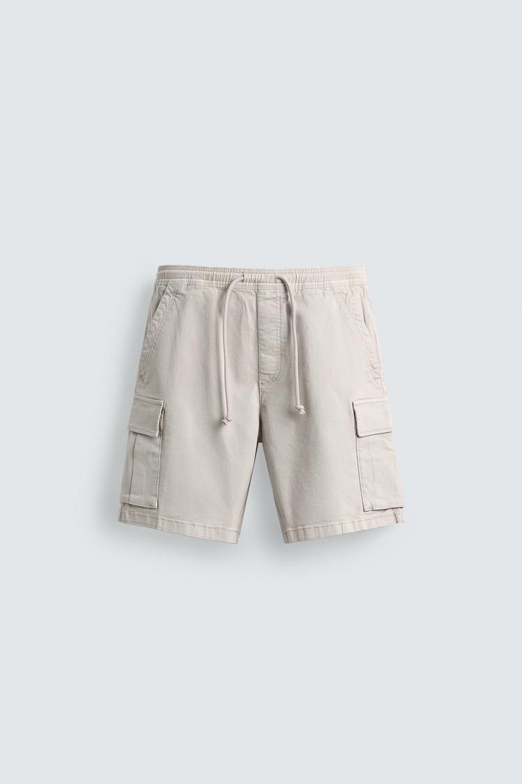 ZARA FADED RELAXED FIT CARGO BERMUDA SHORTS