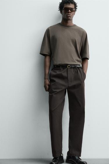 PANTALON CHINO REGULAR FIT - Noir / Marron de Zara - Image 5