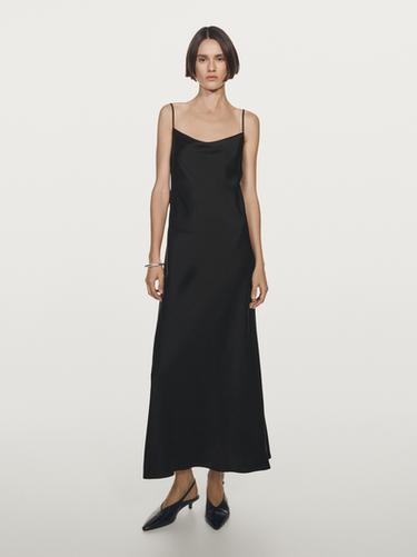 Zara Long crepe camisole dress - Black