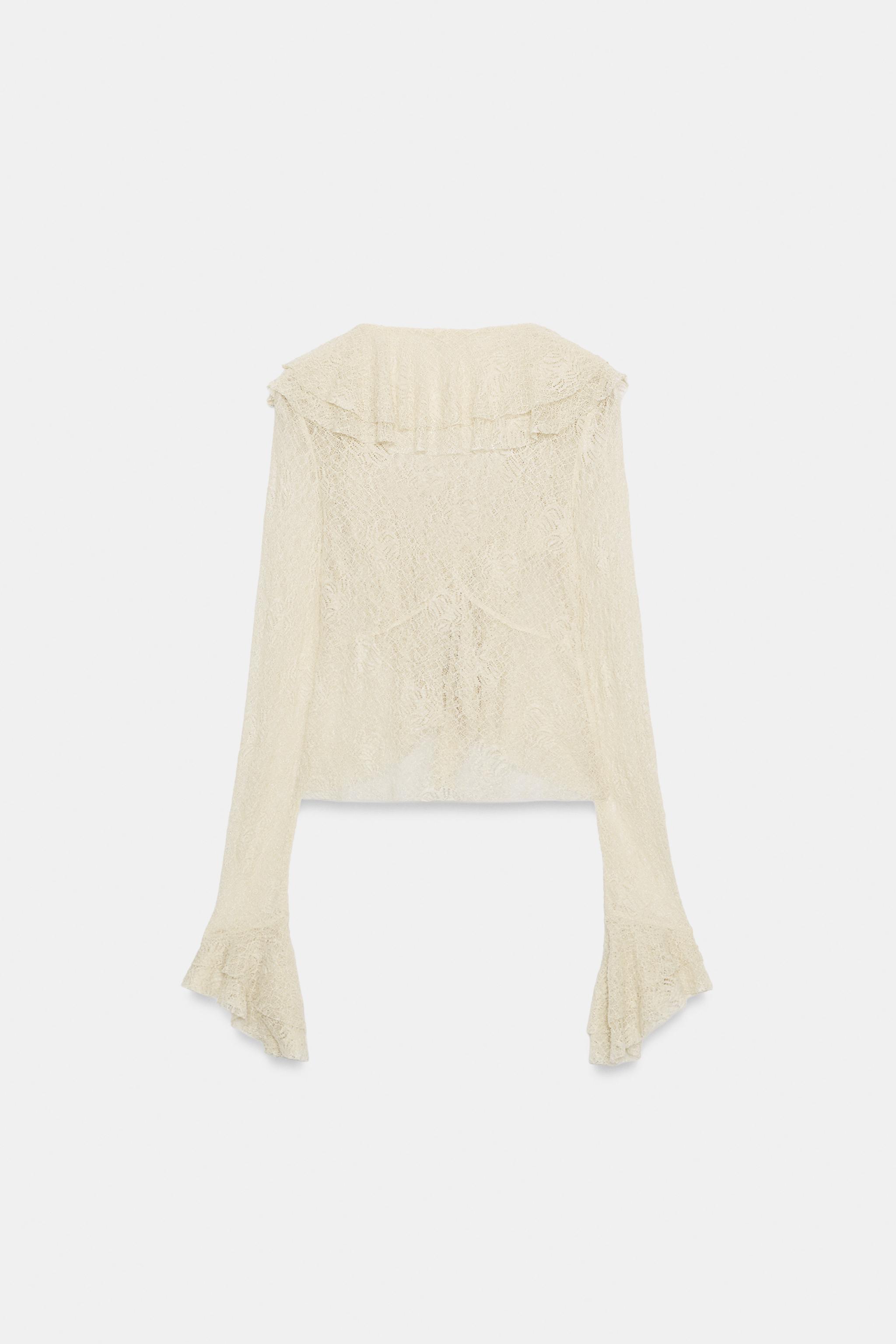 SHINY RUFFLED LACE TOP