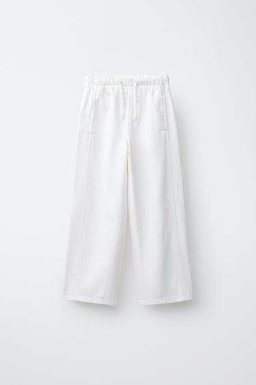 ДЖИНСЫ WIDE LEG СО ШНУРКАМИ — БЕЛЫЙ от Zara