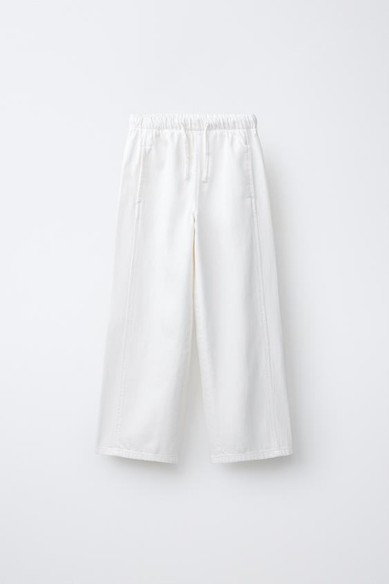 JEANS WIDE LEG CORDONES - Blanco de Zara - Imagen 0