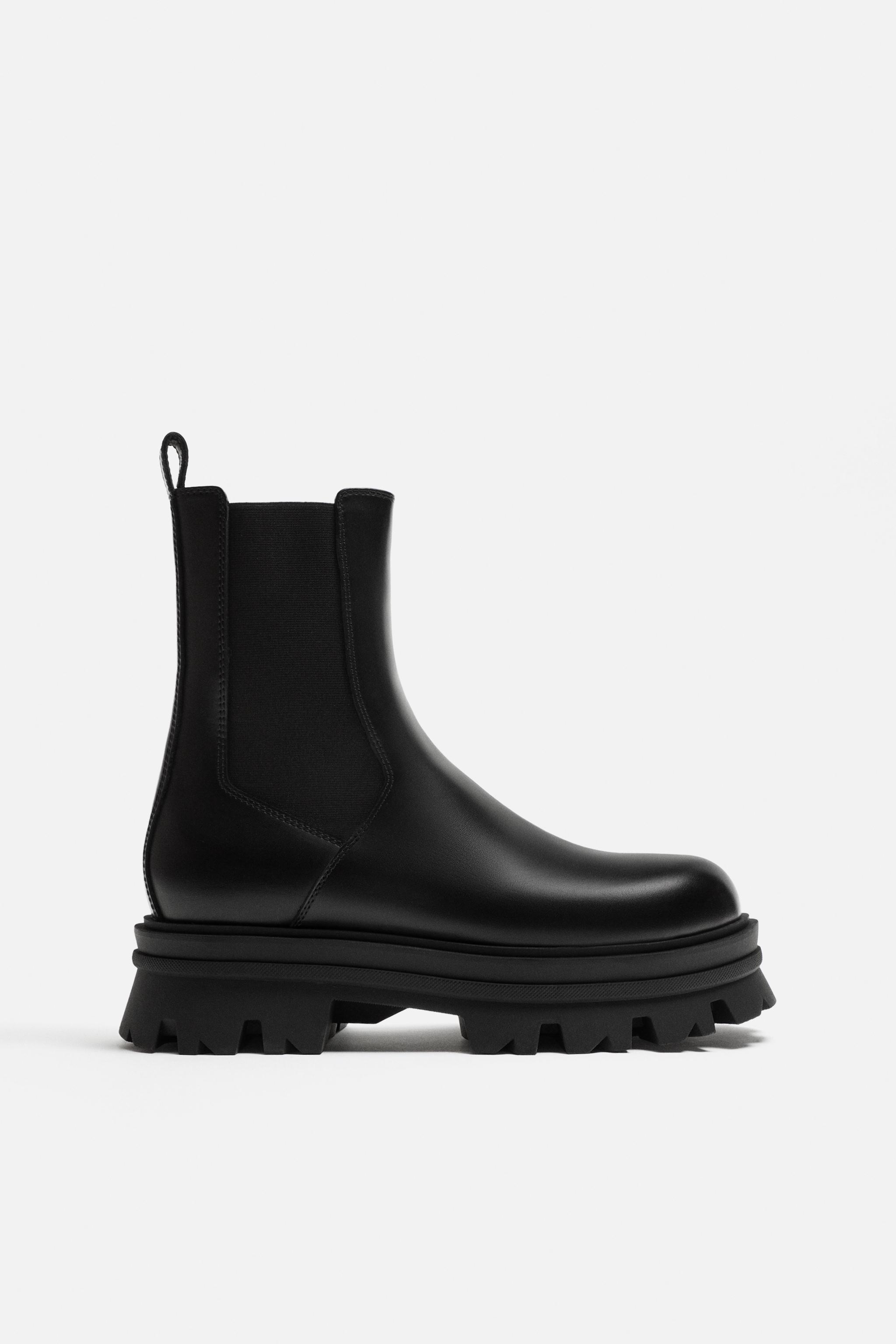 Leather chelsea boots zara best sale