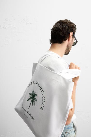 FABRIC SHOPPER BAG - Ecru White by Zara - Image 1