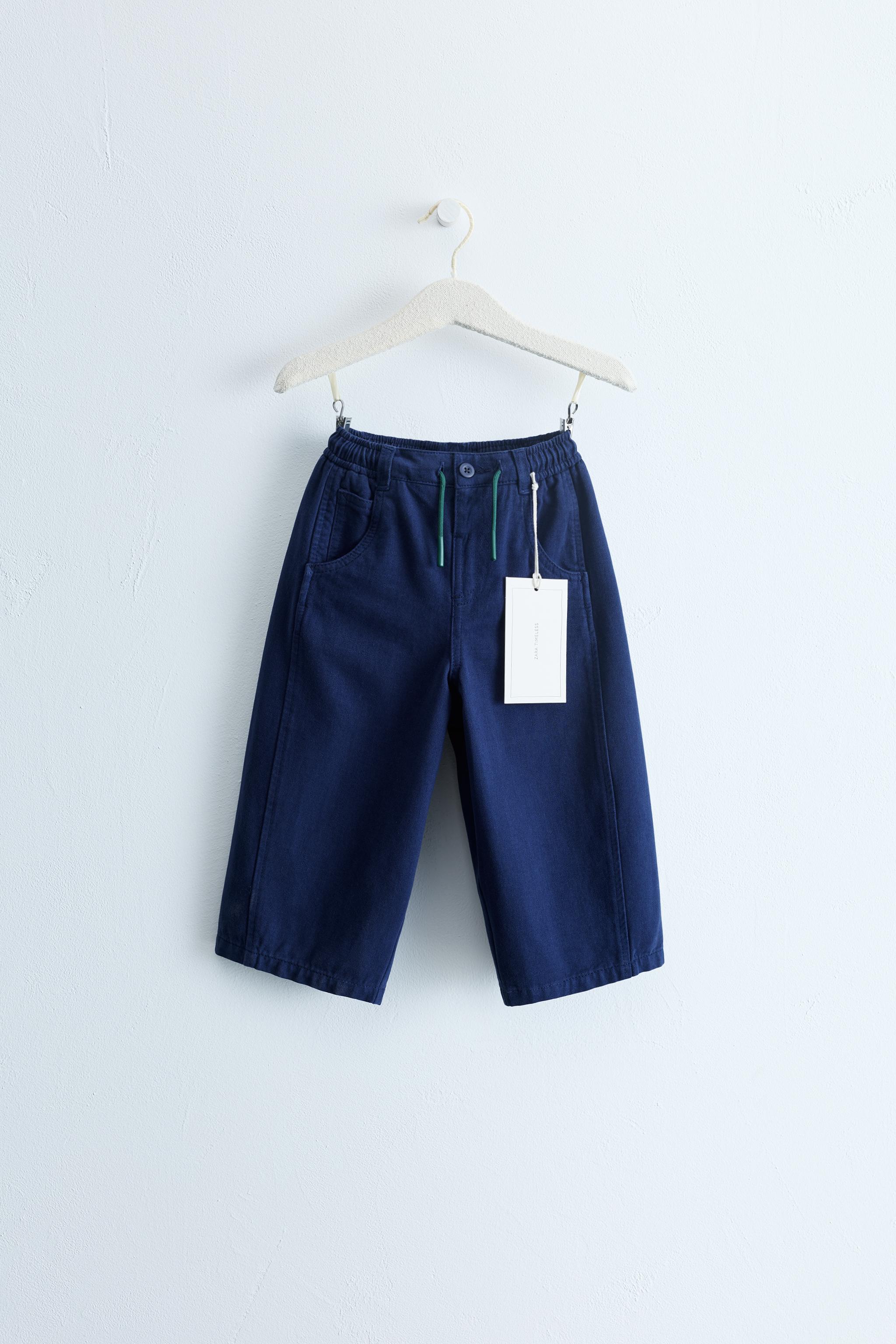 ZARA TIMELESS - BALLOON PANTS WITH CONTRASTING DRAWSTRINGS — Blue / Indigo