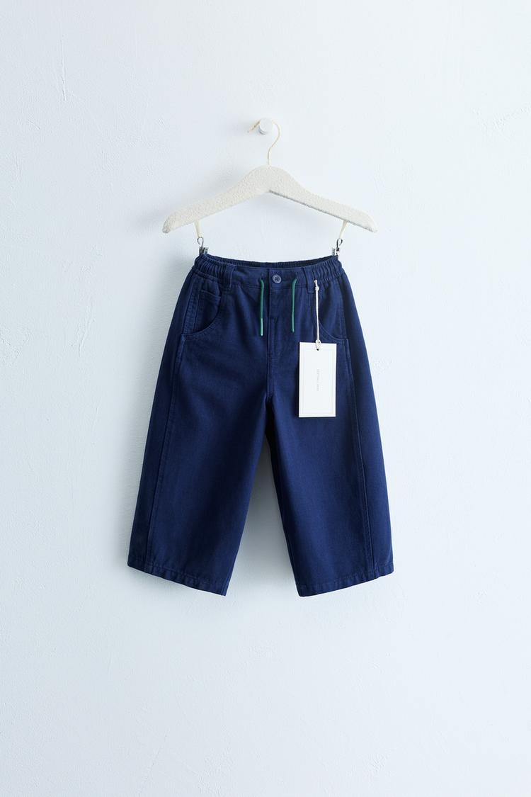 ZARA TIMELESS - BALLOON PANTS WITH CONTRASTING DRAWSTRINGS — Blue / Indigo