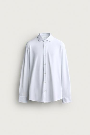 РУБАШКА REGULAR FIT ИЗ РЕЛЬЕФНОЙ ТКАНИ — БЕЛЫЙ от Zara