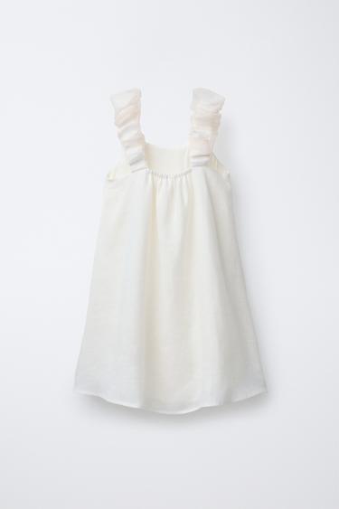 100% LINEN ORGANZA DRESS - Ecru by Zara - Image 1