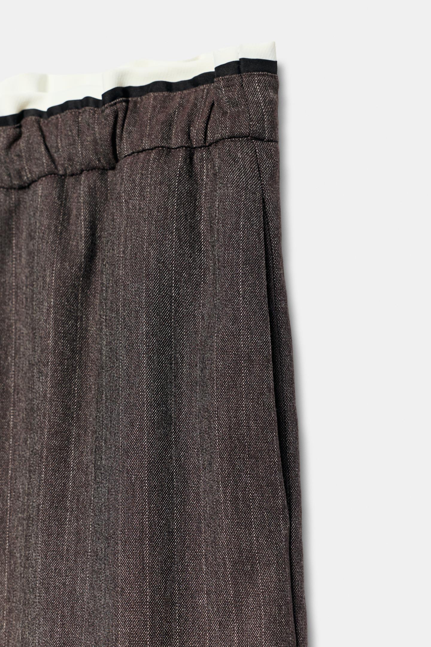 Женские брюки Zara Double Waist Wide-Leg, цвет: Серо-коричневый серый — фото 8
