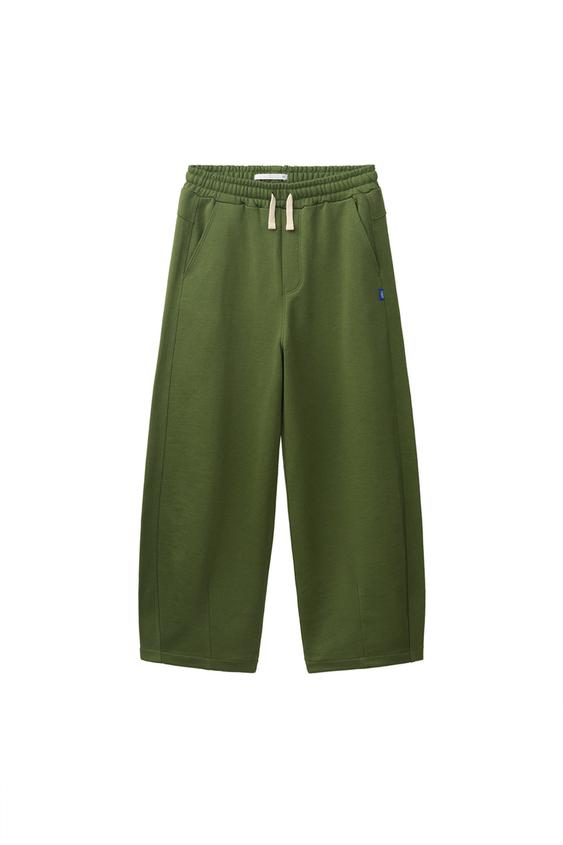 Zara BARREL PLUSH PANTS - GREEN - Image 0