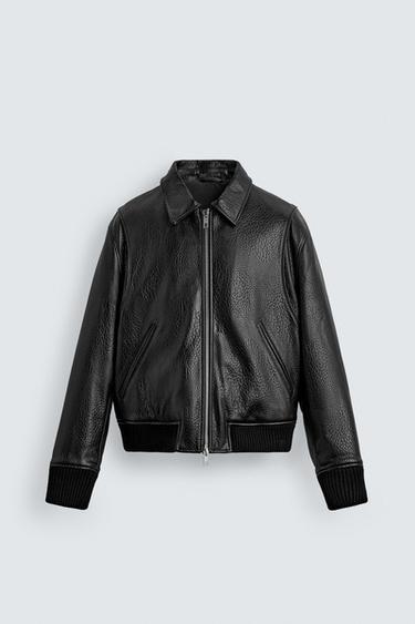 CAZADORA EFECTO PIEL TEXTURA<br/> - Negro de Zara