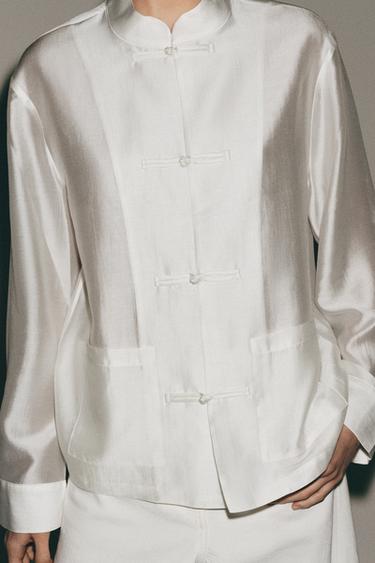 CHEMISE SATINÉE ALAMARS ZW COLLECTION - Blanc de Zara - Image 4