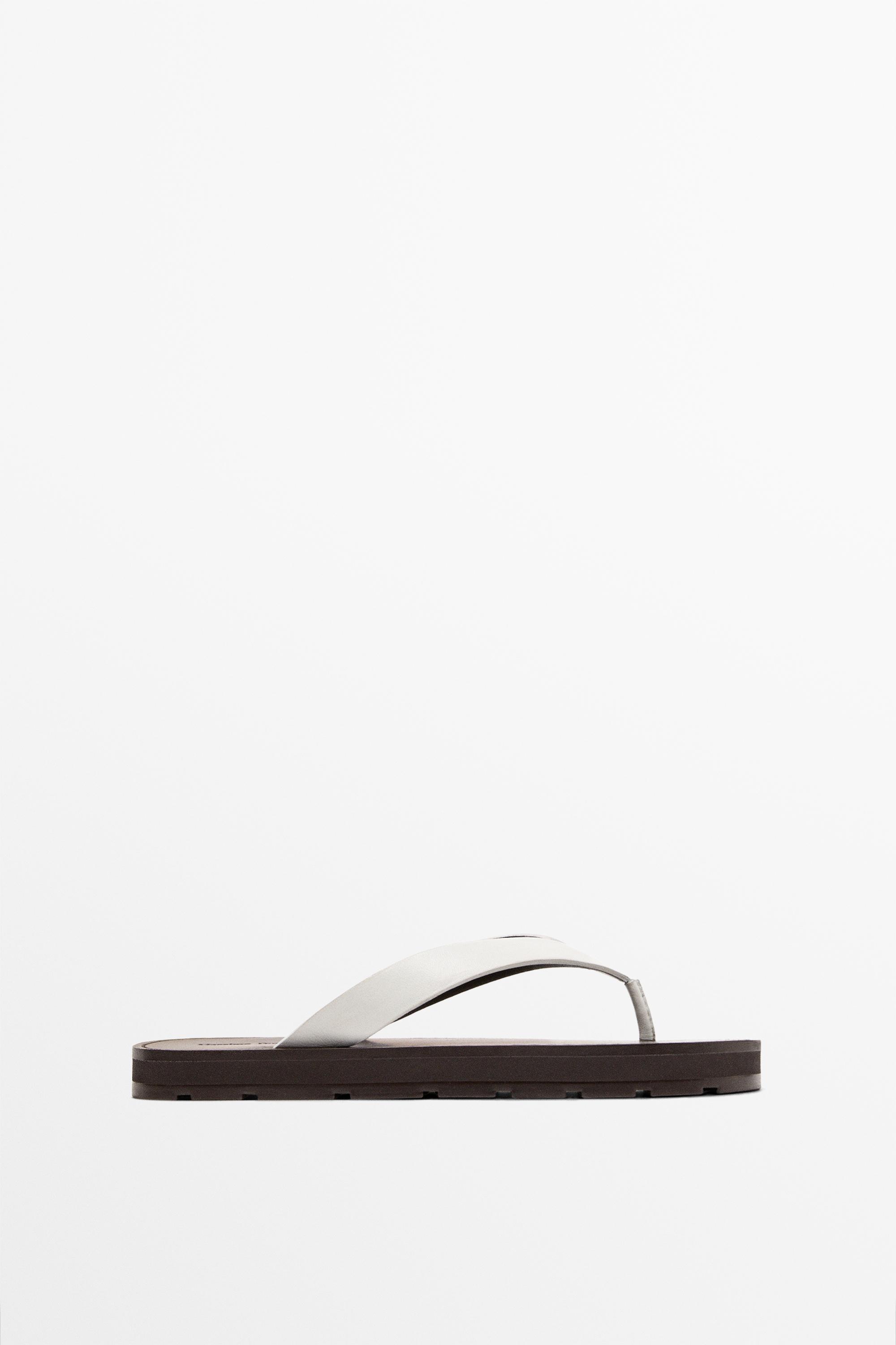 Leather toe divider sandals — White