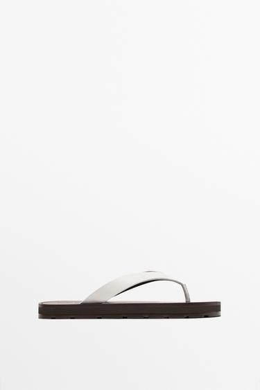 Zara Leather toe divider sandals - White