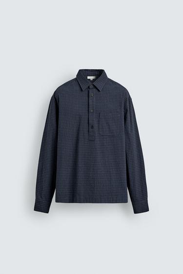 REGULAR FIT CHECK POLO SHIRT - Blue by Zara
