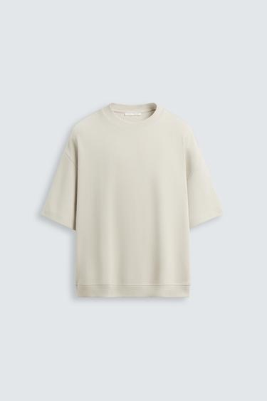 Zara TECHNICAL INTERLOCK SWEATSHIRT - Stone