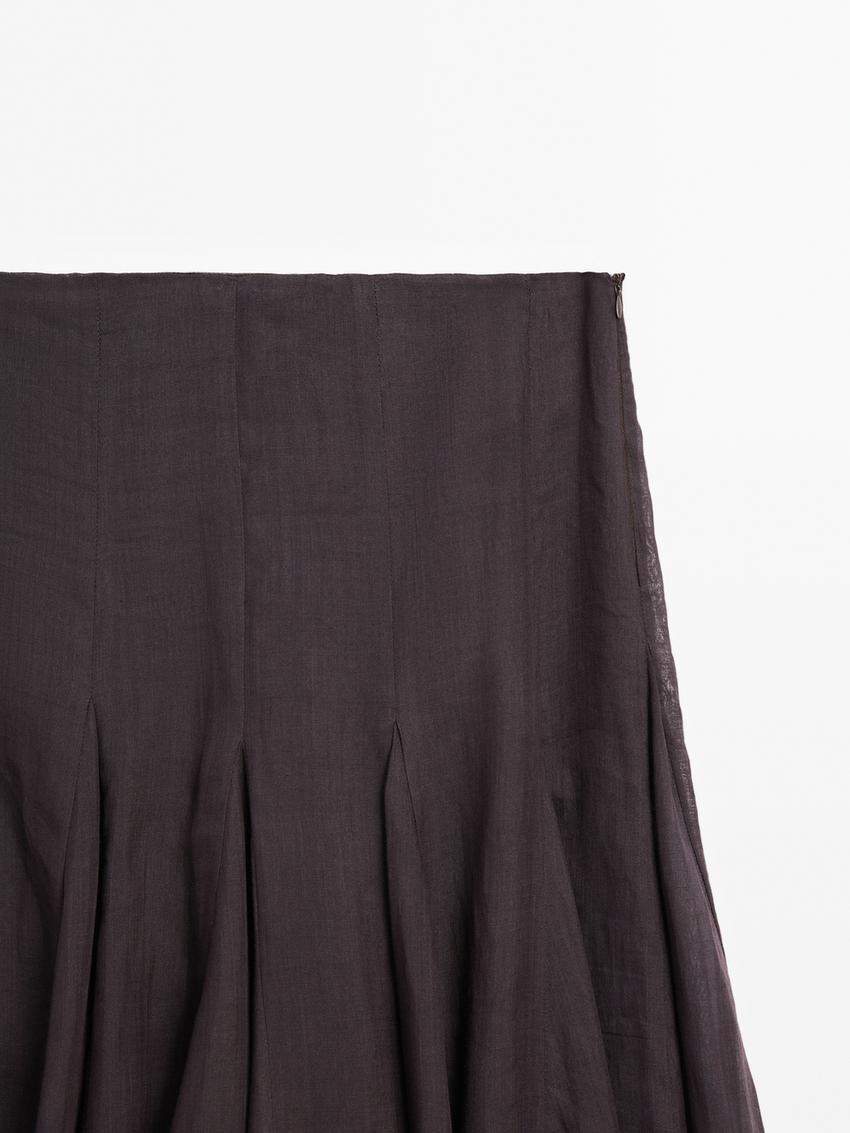 100% ramie godet midi skirt - STUDIO