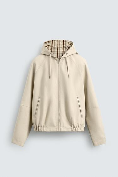Zara REVERSIBLE CHECKERED JACKET - Ice
