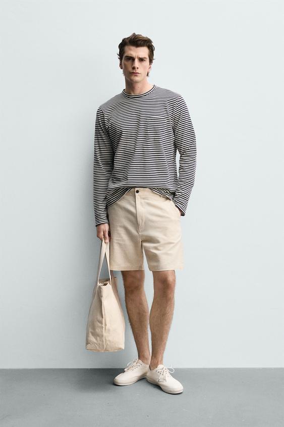 TEXTURED REGULAR FIT BERMUDA SHORTS - Light beige by Zara - Image 0